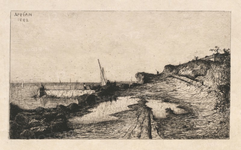 Environs of Carqueronne (Environs de Carqueronne), 1882. Adolphe Appian (French, 1818-1898). Etching; sheet: 26.2 x 39.7 cm (10 5/16 x 15 5/8 in.); platemark: 19.9 x 28.2 cm (7 13/16 x 11 1/8 in.).