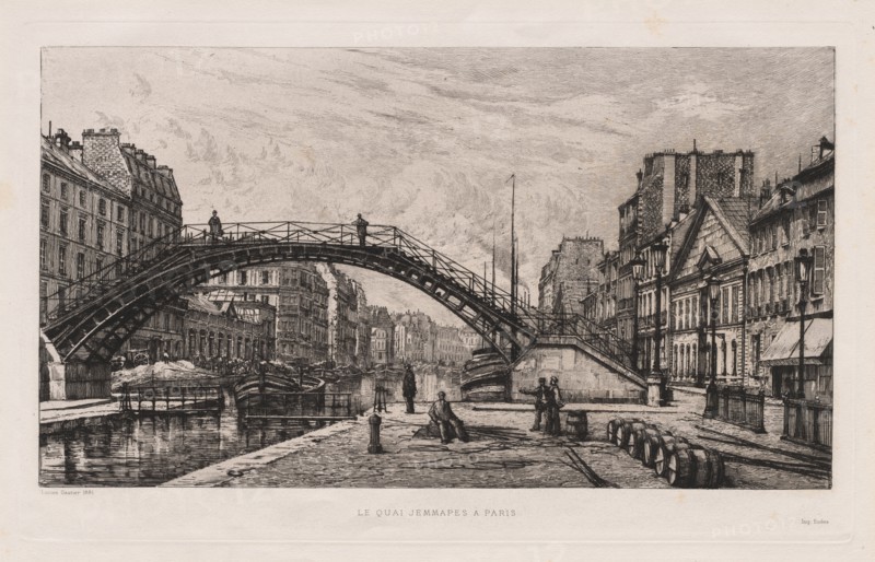 Le Quai Jemmapes à Paris, 1881. Lucien Gautier (French, 1850-1925). Etching; sheet: 29.7 x 43.1 cm (11 11/16 x 16 15/16 in.); platemark: 24.7 x 39.7 cm (9 3/4 x 15 5/8 in.)