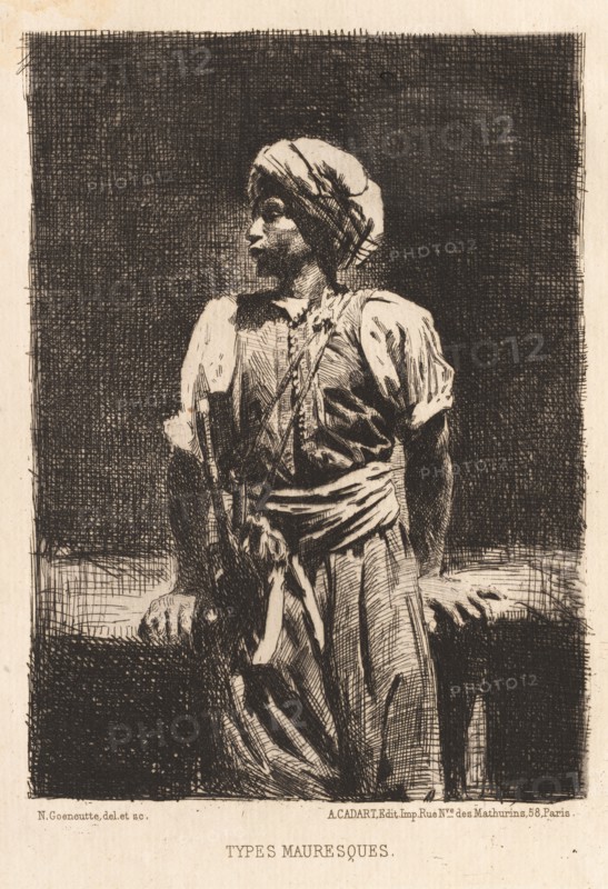 Types Mauresques, 1875. Norbert Goeneutte (French, 1854-1894), A. Cadart Rue des Mathurins, 58 Paris. Etching; sheet: 28.2 x 20.2 cm (11 1/8 x 7 15/16 in.); platemark: 15.8 x 11.7 cm (6 1/4 x 4 5/8 in.).
