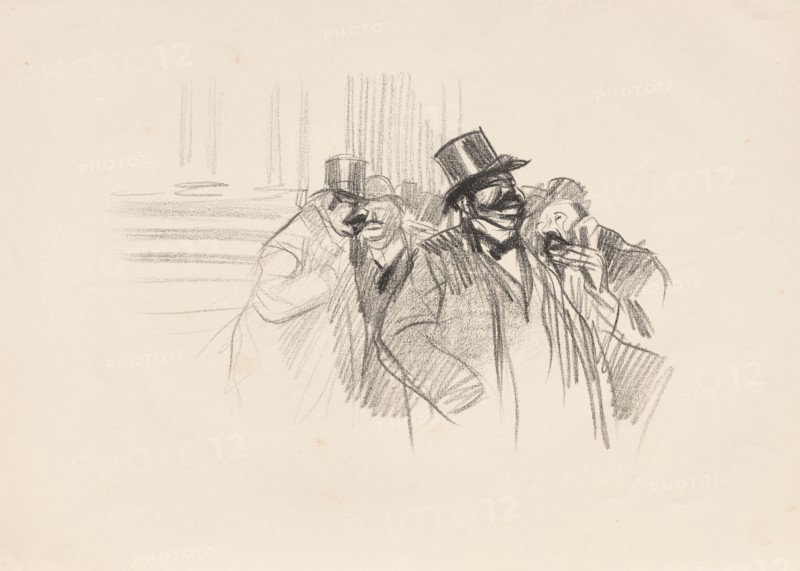 At the Stock Exchange, c. 1900. Jean Louis Forain (French, 1852-1931). Lithograph; sheet: 45 x 62.9 cm (17 11/16 x 24 3/4 in.); image: 30.3 x 43.4 cm (11 15/16 x 17 1/16 in.).