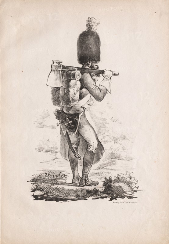 Military Costumes: Infantry Sapper, 1817-1818. Nicolas Toussaint Charlet (French, 1792-1845). Lithograph; sheet: 40.2 x 28.1 cm (15 13/16 x 11 1/16 in.); image: 29.6 x 18.9 cm (11 5/8 x 7 7/16 in.)