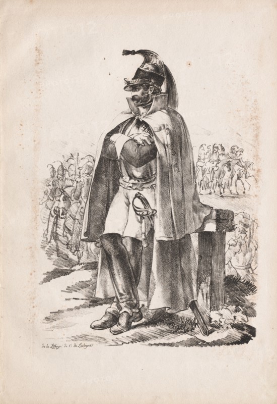 Military Costumes: Cavalry Man , 1814-1818. Nicolas Toussaint Charlet (French, 1792-1845). Lithograph; sheet: 40.2 x 28.4 cm (15 13/16 x 11 3/16 in.); image: 28.9 x 21.4 cm (11 3/8 x 8 7/16 in.).