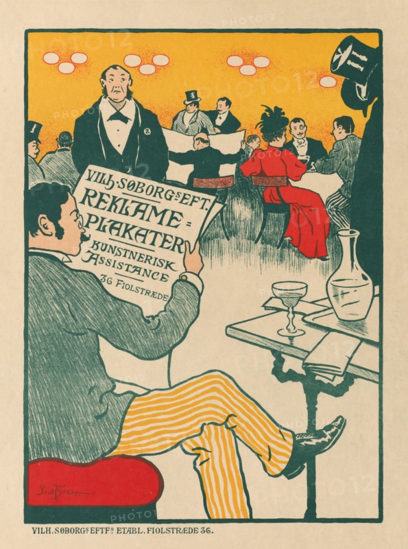 Masters of the Poster: Poster for Exhibition of Artistic Posters of Wilhelm Söborg , c. 1895. Paul Gustav Fischer (Danish, 1860-1934), Soborg, Copenhagen. Color lithograph; sheet: 39.9 x 28.9 cm (15 11/16 x 11 3/8 in.); image: 27.6 x 20 cm (10 7/8 x 7 7/8 in.).