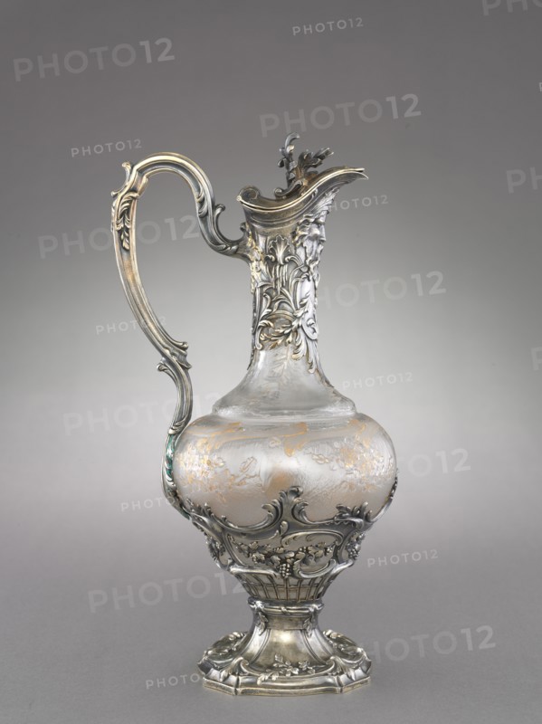Ewer , c. 1850-1870. France, 19th century. Glass with silver gilt mounts; overall: 32 x 51 x 15.5 cm (12 5/8 x 20 1/16 x 6 1/8 in.).