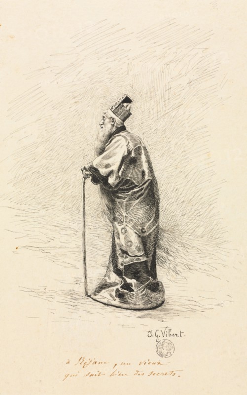 Study for the Magician in "Conte de Fée" (Story of a Fairy), 1800s. Jehan-Georges Vibert (French, 1840-1902). Black ink (pen and wash) ; sheet: 20.4 x 12.1 cm (8 1/16 x 4 3/4 in.).