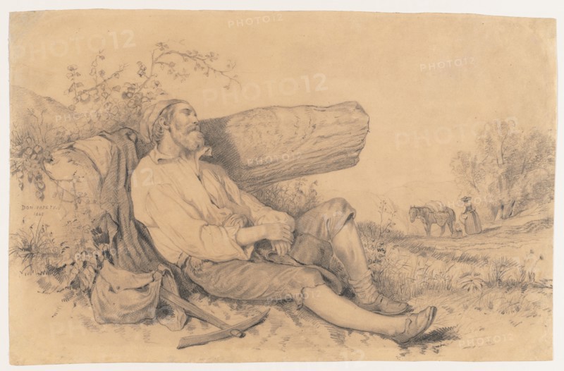 Sleeping Field Worker, 1842. Dominque Louis Papety (French, 1815-1849). Graphite; sheet: 25.7 x 39.7 cm (10 1/8 x 15 5/8 in.).