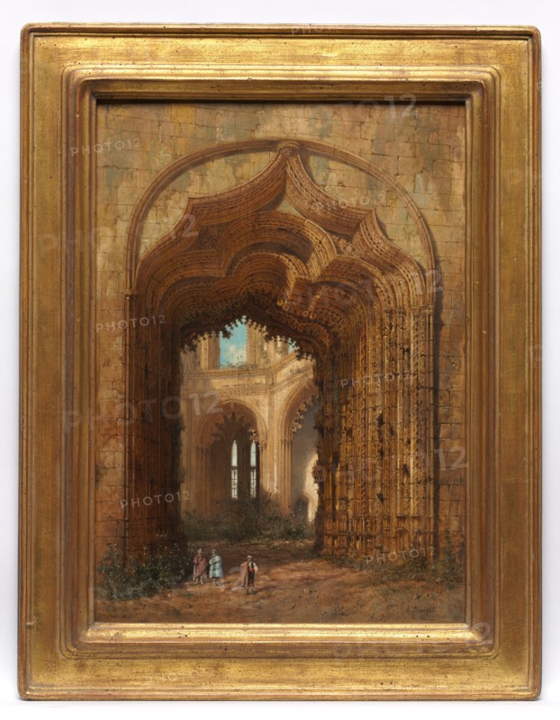 Ruined Church, c. 1840. Adrien Dauzats (French, 1804-1868). Oil on panel; unframed: 46.6 x 33.2 cm (18 3/8 x 13 1/16 in.)