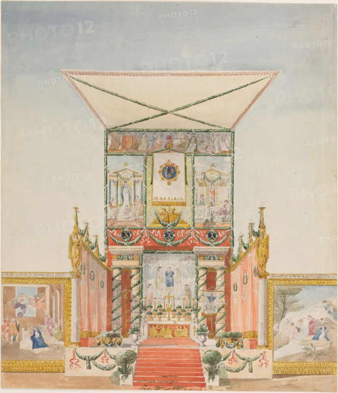 Portable Field Altar for Charles X, 1824-1830. Alexandre Denis Abel de Pujol (French, 1787-1861). Watercolor with graphite; sheet: 44.9 x 39.1 cm (17 11/16 x 15 3/8 in.).