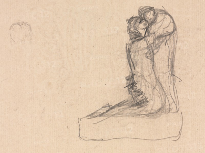Sketch of Two Figures Embracing (verso). Théodule Ribot (French, 1823-1891). Graphite; sheet: 23.5 x 17.1 cm (9 1/4 x 6 3/4 in.).