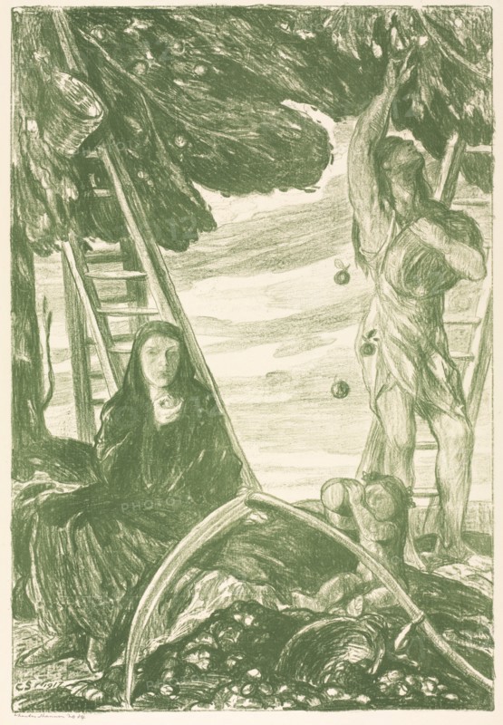 Autumn, 1917. Charles Hasslewood Shannon (British, 1863-1937). Lithograph in green; sheet: 63 x 47.3 cm (24 13/16 x 18 5/8 in.); image: 47.4 x 32.5 cm (18 11/16 x 12 13/16 in.).