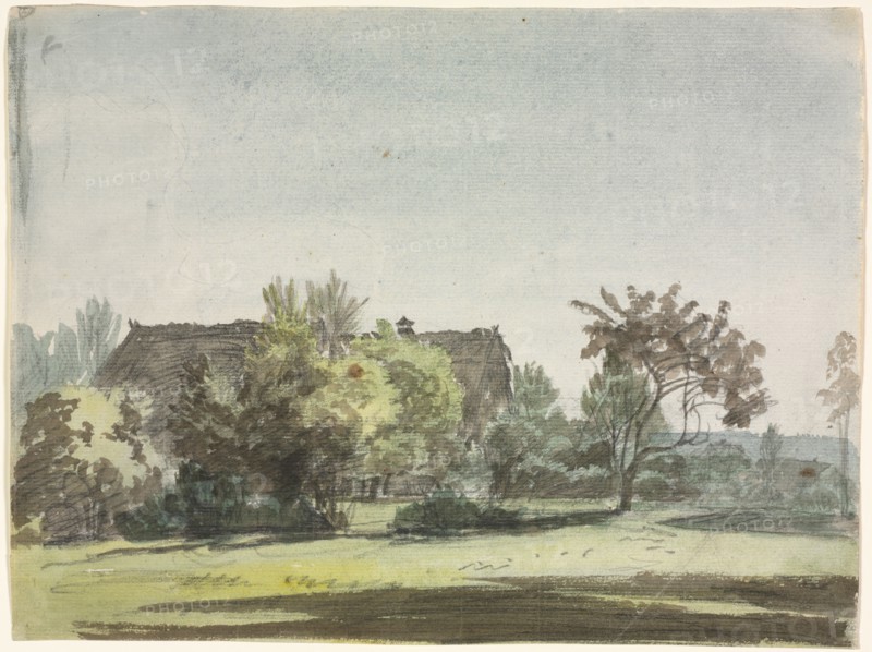 Farmhouse behind Trees, c. 1790. Christoph Nathe (German, 1753-1806). Watercolor and graphite on antique laid paper; sheet: 24.2 x 32.3 cm (9 1/2 x 12 11/16 in.).