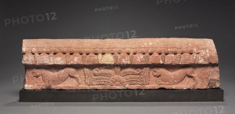 Section of a Coping Rail, 1st century. India, Mathura, early Kushan period, 1st century. Sandstone; overall: 17.5 x 69 x 6.5 cm (6 7/8 x 27 3/16 x 2 9/16 in.).