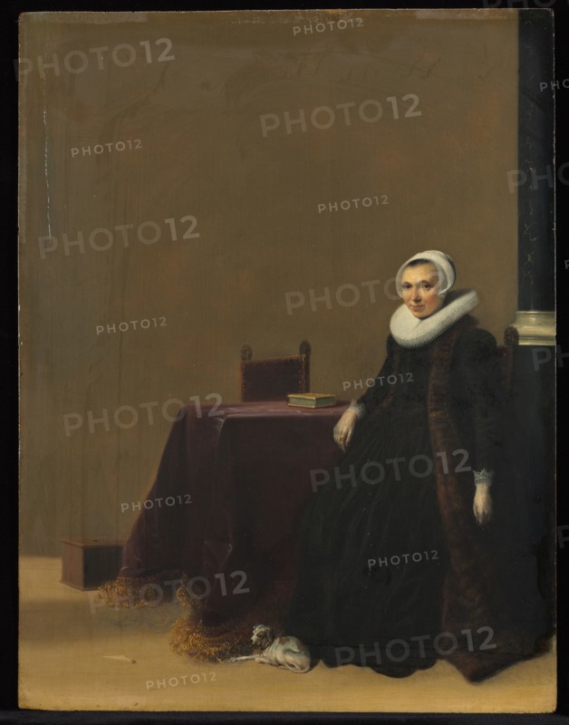 Portrait of a Woman with a Dog, c. 1635. Hendrik Gerritsz. Pot (Dutch, c. 1585-1657). Oil on wood; framed: 77 x 67 x 7 cm (30 5/16 x 26 3/8 x 2 3/4 in.); unframed: 41.8 x 32 cm (16 7/16 x 12 5/8 in.).