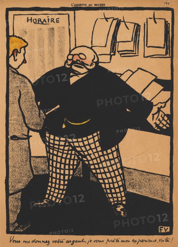 L'Assiete au Beurre: Crimes and Punishments XII, 759: You give me your money, 1869. Félix Vallotton (French, 1865-1925). Color lithograph