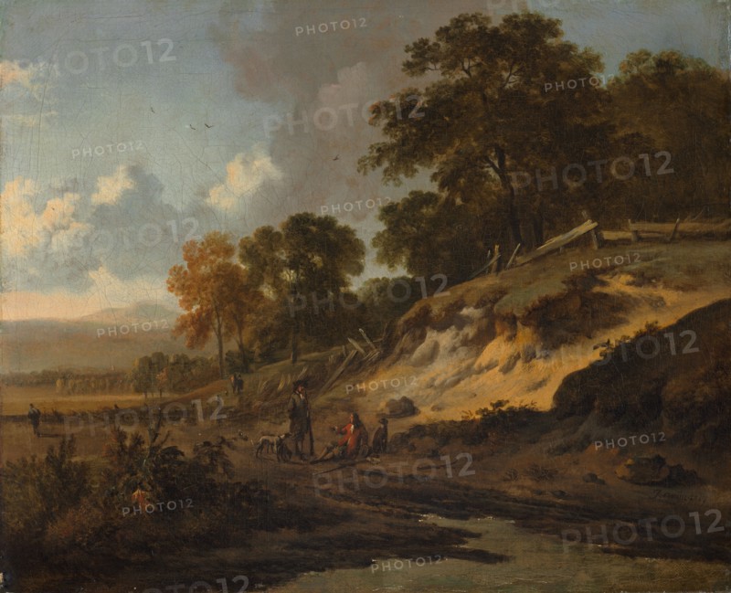 Landscape with Hunters, c. 1660-1680. Jan Wijnants (Dutch, 1635-1684). Oil on canvas; framed: 53 x 58 x 5.8 cm (20 7/8 x 22 13/16 x 2 5/16 in.); unframed: 36.8 x 44.1 cm (14 1/2 x 17 3/8 in.).