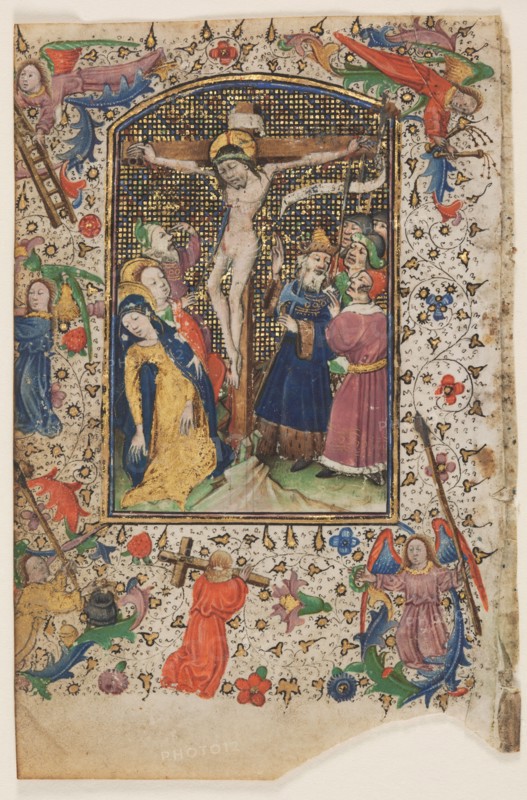 Leaf from a Book of Hours: The Crucifixion, 1430s. And workshop Master of Guillebert de Mets (Flemish). Ink, tempera and gold on vellum; leaf: 14.1 x 10.1 cm (5 9/16 x 4 in.)