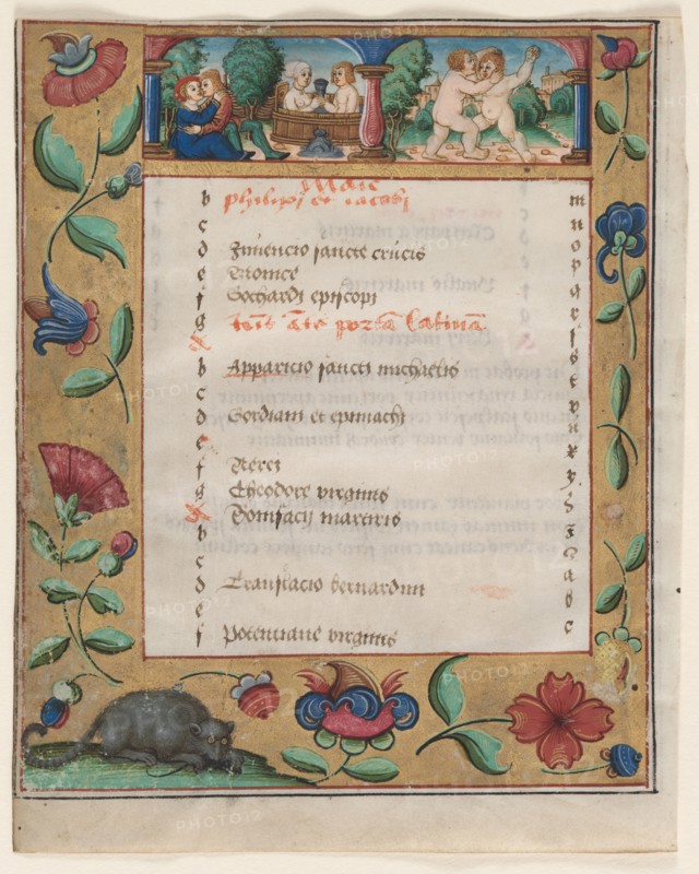 Leaf from a Psalter and Prayerbook: Calendar Page with Labors (verso), c. 1524. Germany, Hildesheim (?), 16th century. Ink, tempera and liquid gold on vellum; leaf: 16.6 x 13.5 cm (6 9/16 x 5 5/16 in.)