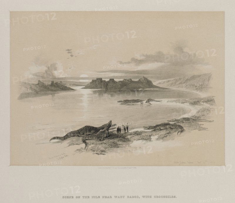 Egypt and Nubia, Volume II: Wady Dabod, Nubia, 1848. Louis Haghe (British, 1806-1885), F.G.Moon, 20 Threadneedle Street, London, after David Roberts (British, 1796-1864). Color lithograph; sheet: 36.3 x 43.1 cm (14 5/16 x 16 15/16 in.); image: 25.1 x 35.2 cm (9 7/8 x 13 7/8 in.).