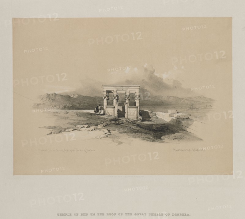 Egypt and Nubia, Volume II: Temple of Isis on the Roof of the Great Temple of Dendera, 1848. Louis Haghe (British, 1806-1885), F.G.Moon, 20 Threadneedle Street, London, after David Roberts (British, 1796-1864). Color lithograph; sheet: 39.2 x 43.8 cm (15 7/16 x 17 1/4 in.); image: 25.2 x 35.3 cm (9 15/16 x 13 7/8 in.)