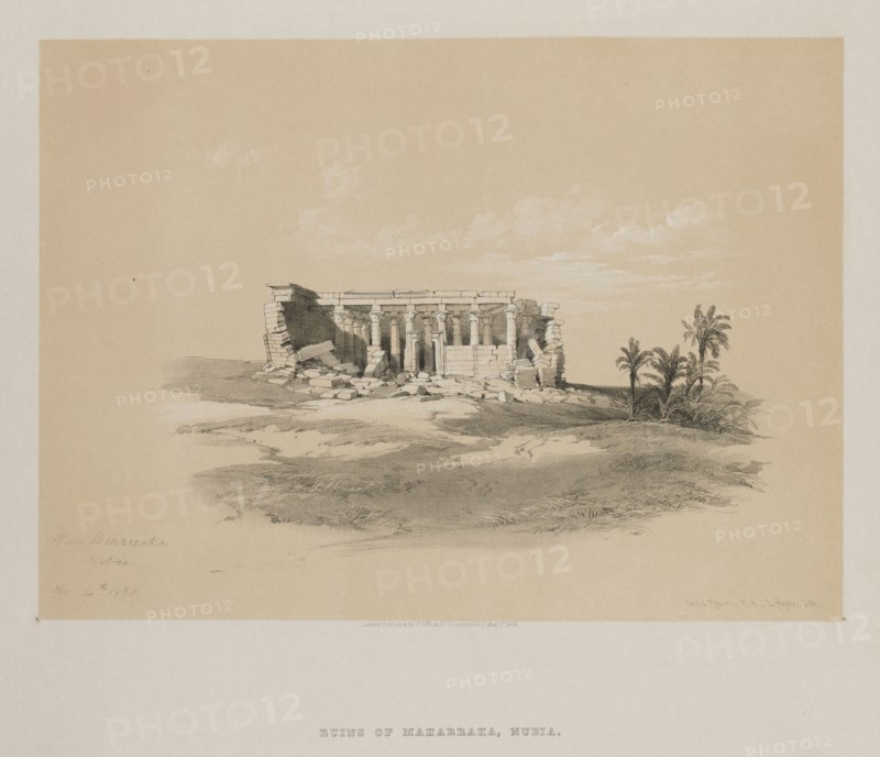 Egypt and Nubia, Volume I: Wady Maharraka, Nubia, 1846. Louis Haghe (British, 1806-1885), F.G.Moon, 20 Threadneedle Street, London, after David Roberts (British, 1796-1864). Color lithograph; sheet: 37.9 x 42.9 cm (14 15/16 x 16 7/8 in.); image: 25.2 x 34.8 cm (9 15/16 x 13 11/16 in.)