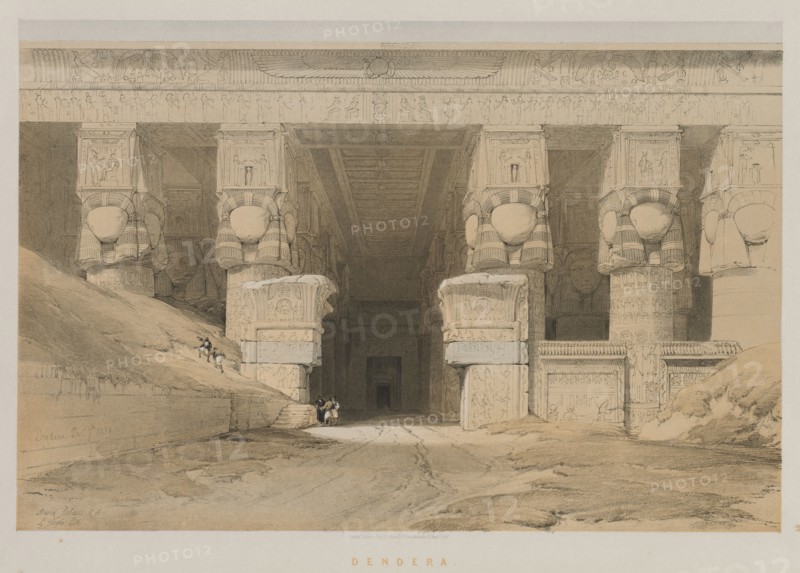 Egypt and Nubia, Volume I: Dendera, 1847. Louis Haghe (British, 1806-1885), F.G. Moon, 20 Threadneedle Street, London, after David Roberts (British, 1796-1864). Color lithograph; sheet: 43 x 60.3 cm (16 15/16 x 23 3/4 in.); image: 32.6 x 48.8 cm (12 13/16 x 19 3/16 in.)