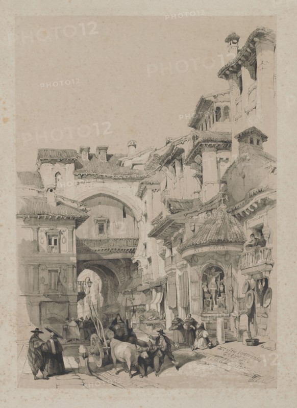 Picturesque Sketches in Spain: Gate of the Vivarrambla, Granada, 1837. Thomas Shotter Boys (British, 1803-1874), Hodgson & Graves6, Pall Mall, London, after David Roberts (British, 1796-1864). Lithograph; sheet: 55.1 x 37.4 cm (21 11/16 x 14 3/4 in.); image: 36.1 x 27.2 cm (14 3/16 x 10 11/16 in.)