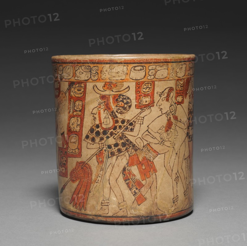Vessel with Battle Scene, 600-900 . Mesoamerica, Maya, Nebaj region, Late Classic Period, 7th-10th century. Ceramic and slip; overall: 16.9 x 15.3 x 15.3 cm (6 5/8 x 6 x 6 in.).