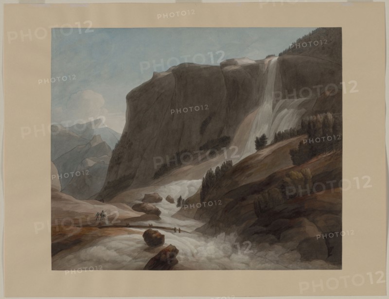 Waterfall between Chiavenna and Mount Splügen, 1784. Francis Towne (British, 1739/40-1816). Watercolor with graphite, point of brushwork, and selective glazing ;