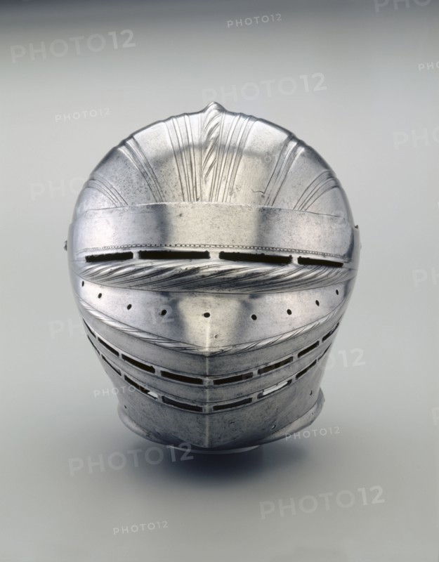 Field Armor in Maximilian Style: Helmet, c. 1510-1515. Germany, Augsburg(?), early 16th century. Fluted steel with leather straps; overall: 170.2 cm (67 in.)
