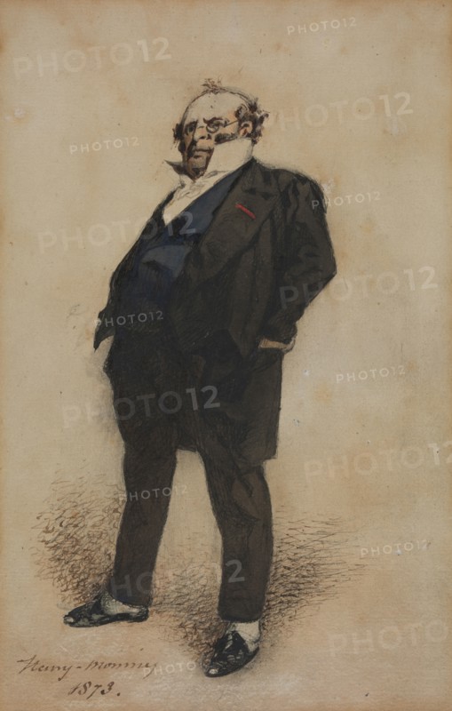 Self-Portrait in the Role of M. Prud'homme , 1873. Henry Bonaventure Monnier (French, 1805-1877). Watercolor and gouache with pen and ink on laid paper; sheet: 22 x 14.1 cm (8 11/16 x 5 9/16 in.).