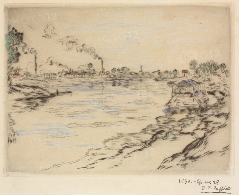 Types de petits Gens: La Seine, à Asnières, 1894. Jean-François Raffaëlli (French, 1850-1924). Etching; sheet: 22 x 25.9 cm (8 11/16 x 10 3/16 in.); platemark: 11.8 x 15.8 cm (4 5/8 x 6 1/4 in.).