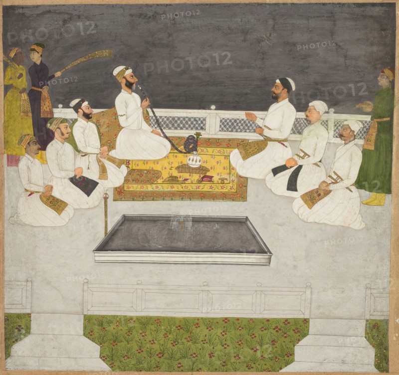 Husain Ali Khan Entertaining His Brothers (The Sayyid Brothers), c. 1712-19. India, Mughal Dynasty (1526-1756). Opaque watercolor and gold on paper; page: 30.8 x 30.5 cm (12 1/8 x 12 in.).