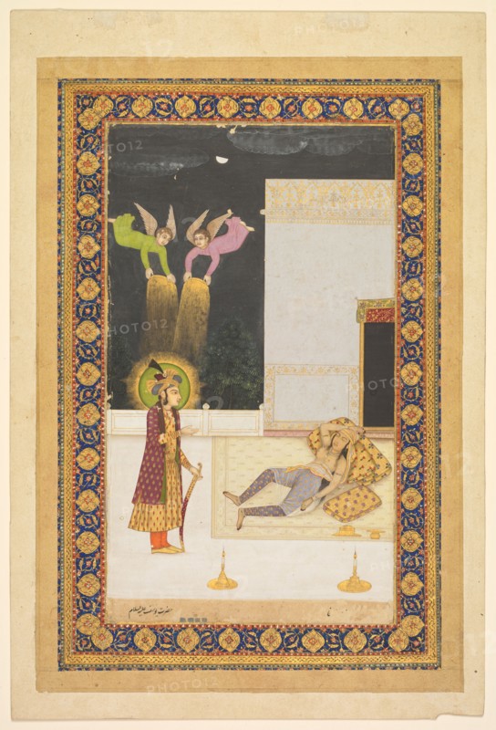 The Dream of Zuleykha, c. 1770. India, Lucknow, Mughal, 18th century. Opaque watercolor with gold on paper, illuminated borders band; page: 32.9 x 22.1 cm (12 15/16 x 8 11/16 in.).