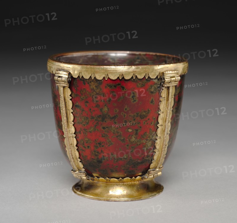 Calyx (Chalice), 900s-1000s. Byzantium, Middle Byzantine (843-1261). Blood jasper (heliotrope) with gilt-copper mounts; overall: 7.7 cm (3 1/16 in.).