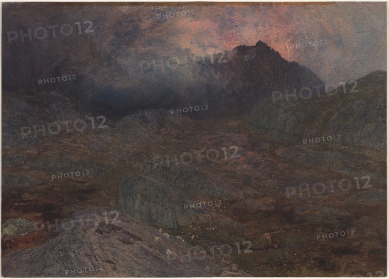 Cwm Trifaen, c. 1857. Alfred William Hunt (British, 1830-1896). Watercolor with gouache and scratching out; sheet: 25 x 35 cm (9 13/16 x 13 3/4 in.).