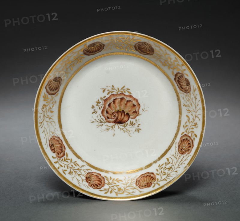 Saucer from Oliver Wolcott, Jr. Tea Service, 1785-1805. Chinese Export porcelain, late 18th-early 19th century. Porcelain, sepia enamel, gold leaf; overall: 3 x 13 cm (1 3/16 x 5 1/8 in.).