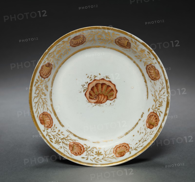 Saucer from Oliver Wolcott, Jr. Tea Service, 1785-1805. Chinese Export porcelain, late 18th-early 19th century. Porcelain, sepia enamel, gold leaf; overall: 3 x 13 cm (1 3/16 x 5 1/8 in.).