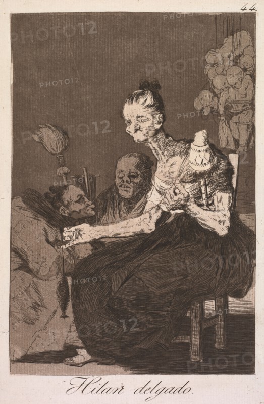 The Caprices: They Spin Finely (Los Caprichos: Hilan Delgado), 1799. Francisco de Goya (Spanish, 1746-1828). Etching, aquatint, drypoint, and engraving; sheet: 30.2 x 19.5 cm (11 7/8 x 7 11/16 in.); platemark: 21.8 x 15.3 cm (8 9/16 x 6 in.)