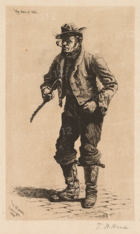 The Man of War, 1886. Thomas Waterman Wood (American, 1823-1903). Etching; sheet: 48.8 x 32.3 cm (19 3/16 x 12 11/16 in.); platemark: 31.8 x 19.1 cm (12 1/2 x 7 1/2 in.).