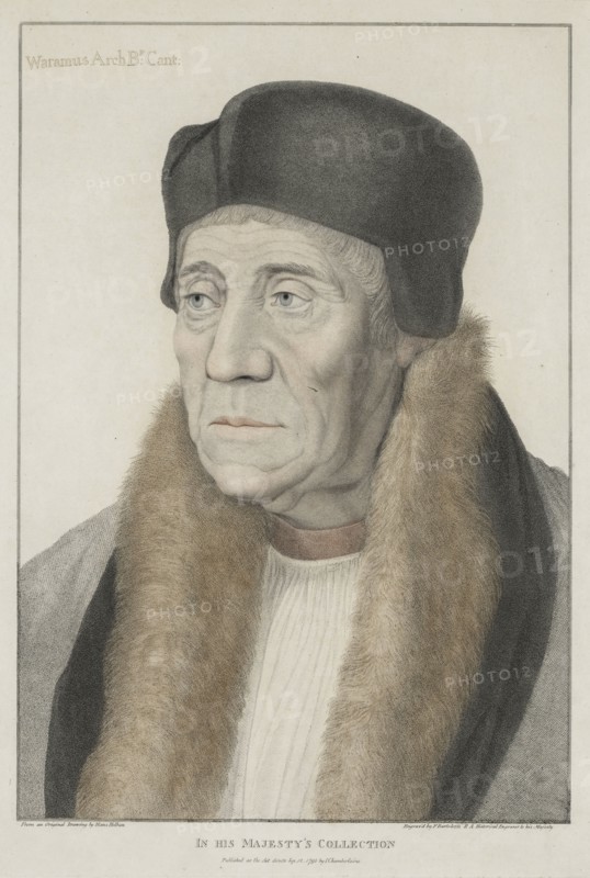 Waramus Arch Bishop of Canterbury, 1795. Francesco Bartolozzi (British, 1727-1815), after Hans Holbein (German, c. 1465-1524). Stipple engraving; sheet: 55.1 x 42.3 cm (21 11/16 x 16 5/8 in.); platemark: 48.2 x 32.9 cm (19 x 12 15/16 in.).