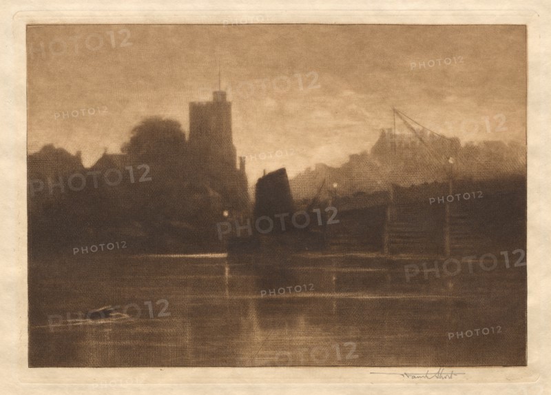 Ebb Tide, Putney Bridge, 1885. Frank Short (British, 1857-1945). Mezzotint; sheet: 16.7 x 23.8 cm (6 9/16 x 9 3/8 in.); platemark: 13.4 x 18.9 cm (5 1/4 x 7 7/16 in.).