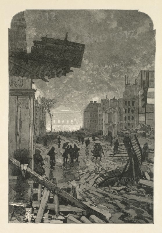 Demolition, 1869. Daniel Urrabieta Vierge (Spanish, 1851-1904). Lithograoh; sheet: 45.1 x 30.1 cm (17 3/4 x 11 7/8 in.); image: 30.6 x 20.9 cm (12 1/16 x 8 1/4 in.)