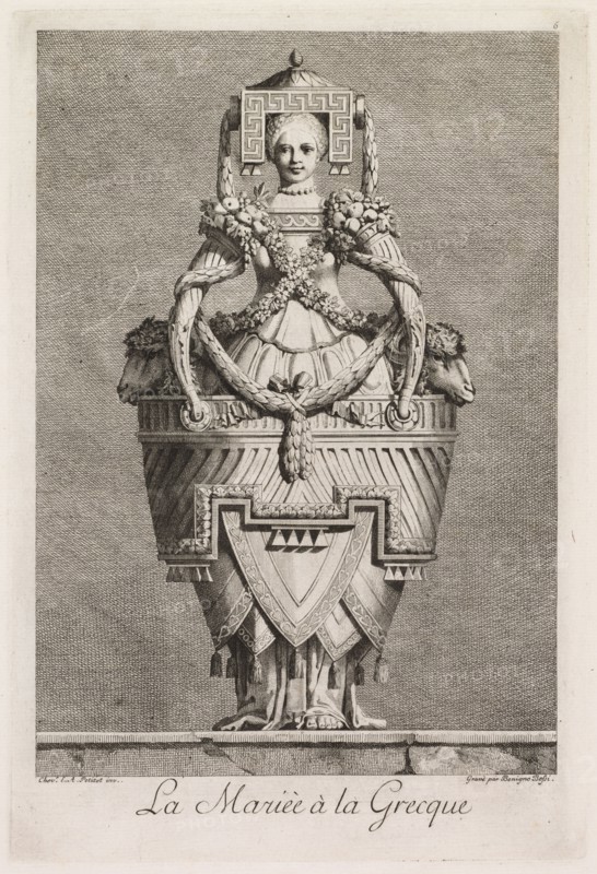 Mascarade à la Grecque: La Mariée à la Grecque (Plate 6), 1771. Benigno Bossi (Italian, 1727-1792). Etching