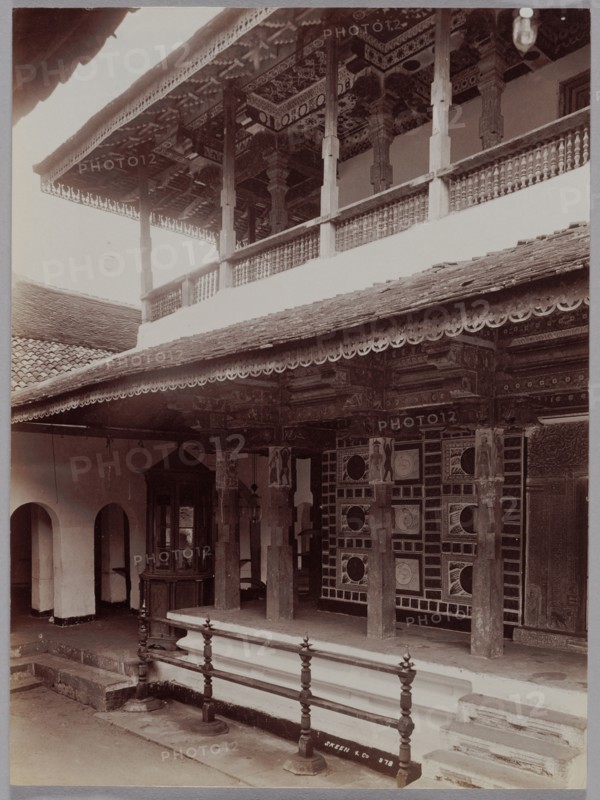 Buddhist Temple in Kandy, Ceylon, c. 1880s. Skeen & Co. (British, active 1860-1920). Albumen print from wet collodion negative, hand colored; sheet: 26.7 x 20.4 cm (10 1/2 x 8 1/16 in.).