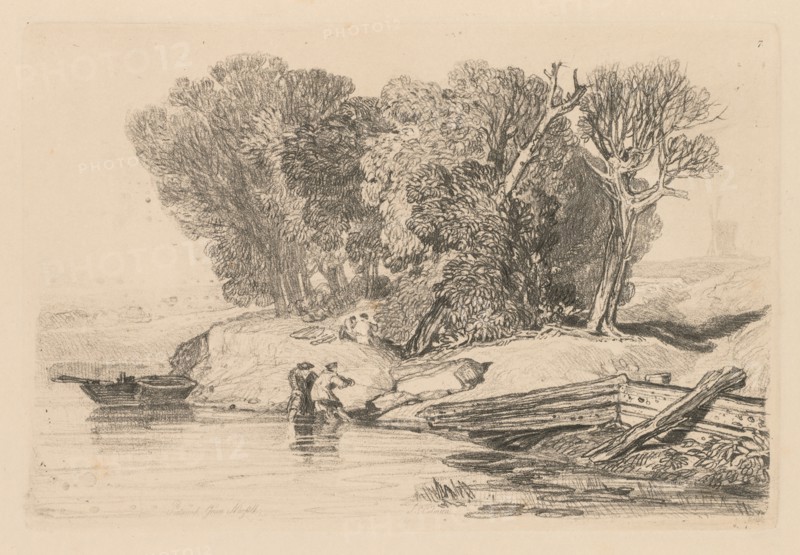 Liber Studiorum: Plate 7, Postwick Grove, Norfolk, 1838. John Sell Cotman (British, 1782-1842). Softground etching, from a bound volume containing 48 plates; sheet: 32 x 49.6 cm (12 5/8 x 19 1/2 in.); platemark: 15.1 x 22.6 cm (5 15/16 x 8 7/8 in.).
