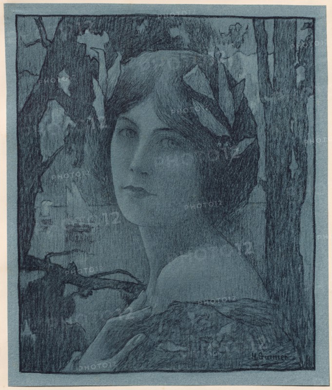 L'Estampe Moderne: Nuit Douce: Nuit Douce, 1899. Henri-Jules Guinier (French, 1867-1927), Imprimerie Champenois. Color lithograph from bound volume containing 50 lithographs, each with a tissue paper guard; sheet: 31.3 x 26.4 cm (12 5/16 x 10 3/8 in.); image: 29.4 x 24.3 cm (11 9/16 x 9 9/16 in.); secondary support: 40.1 x 30.3 cm (15 13/16 x 11 15/16 in.).