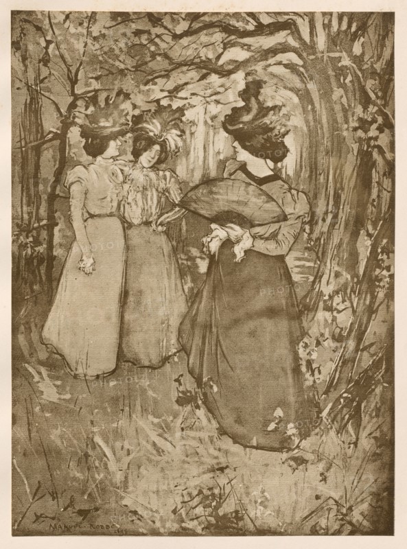 L'Estampe Moderne: Menuet d'Automne, 1898. Manuel Robbe (French, 1872-1936), Imprimerie Champenois. Color lithograph from bound volume containing 50 lithographs, each with a tissue paper guard; sheet: 32.7 x 23.9 cm (12 7/8 x 9 7/16 in.); image: 32.7 x 23.9 cm (12 7/8 x 9 7/16 in.); secondary support: 40 x 30.8 cm (15 3/4 x 12 1/8 in.).