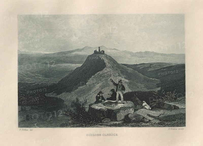 Das Malerische und Romantische Rheinland: Schloss Olbrück, 1928. Henry Winkles (British, 1801-1900), after Theodor Verhas (German, 1811-1872), Kurt Schroeder. Etching in blue; sheet: 24.1 x 32.6 cm (9 1/2 x 12 13/16 in.); platemark: 14.7 x 20.3 cm (5 13/16 x 8 in.)