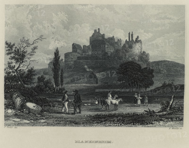 Das Malerische und Romantische Rheinland: Blankenheim, 1928. Henry Winkles (British, 1801-1900), after Theodor Verhas (German, 1811-1872), Kurt Schroeder. Etching in blue; sheet: 24.1 x 32.7 cm (9 1/2 x 12 7/8 in.); platemark: 15.1 x 22.4 cm (5 15/16 x 8 13/16 in.)