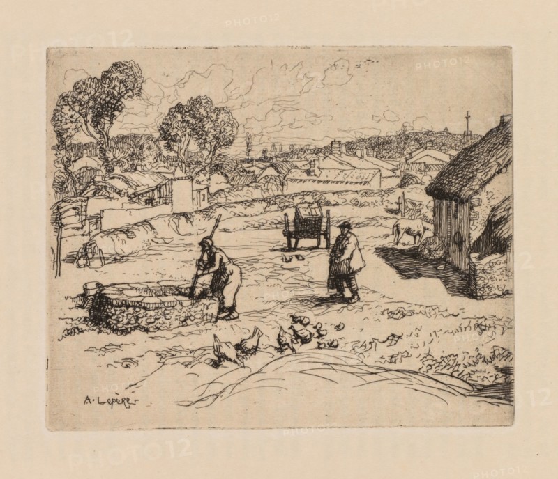 Auguste Lepère: La Masure (Vendèe). Auguste Louis Lepère (French, 1849-1918). Etching, from bound volume with seven etchings; sheet: 22.7 x 30.4 cm (8 15/16 x 11 15/16 in.); platemark: 12.1 x 14.8 cm (4 3/4 x 5 13/16 in.)